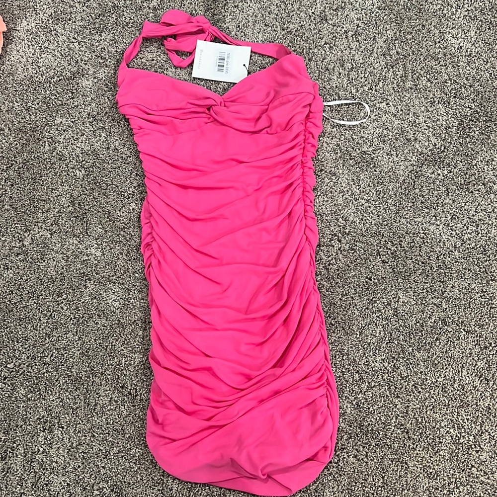 tight fitting pink mini dress from hello molly size M(10)